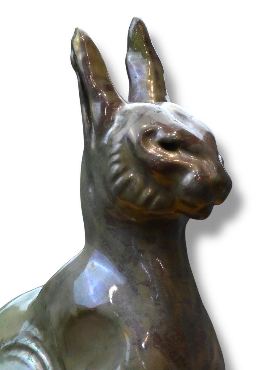 Umberto Mastroianni - Gatto in Ceramica Policroma - Italia Anni 20-photo-1